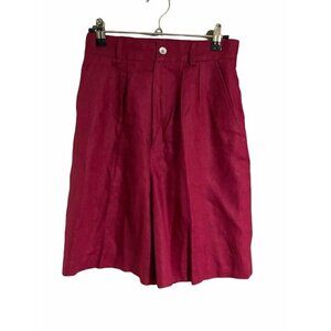 Classiques Entier High Waisted Fold Pleated Front 100% Linen Dress Shorts